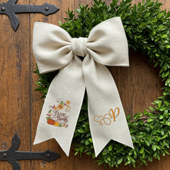 Personalized 100% Cotton Embroidery Thanksgiving Wreath Sash