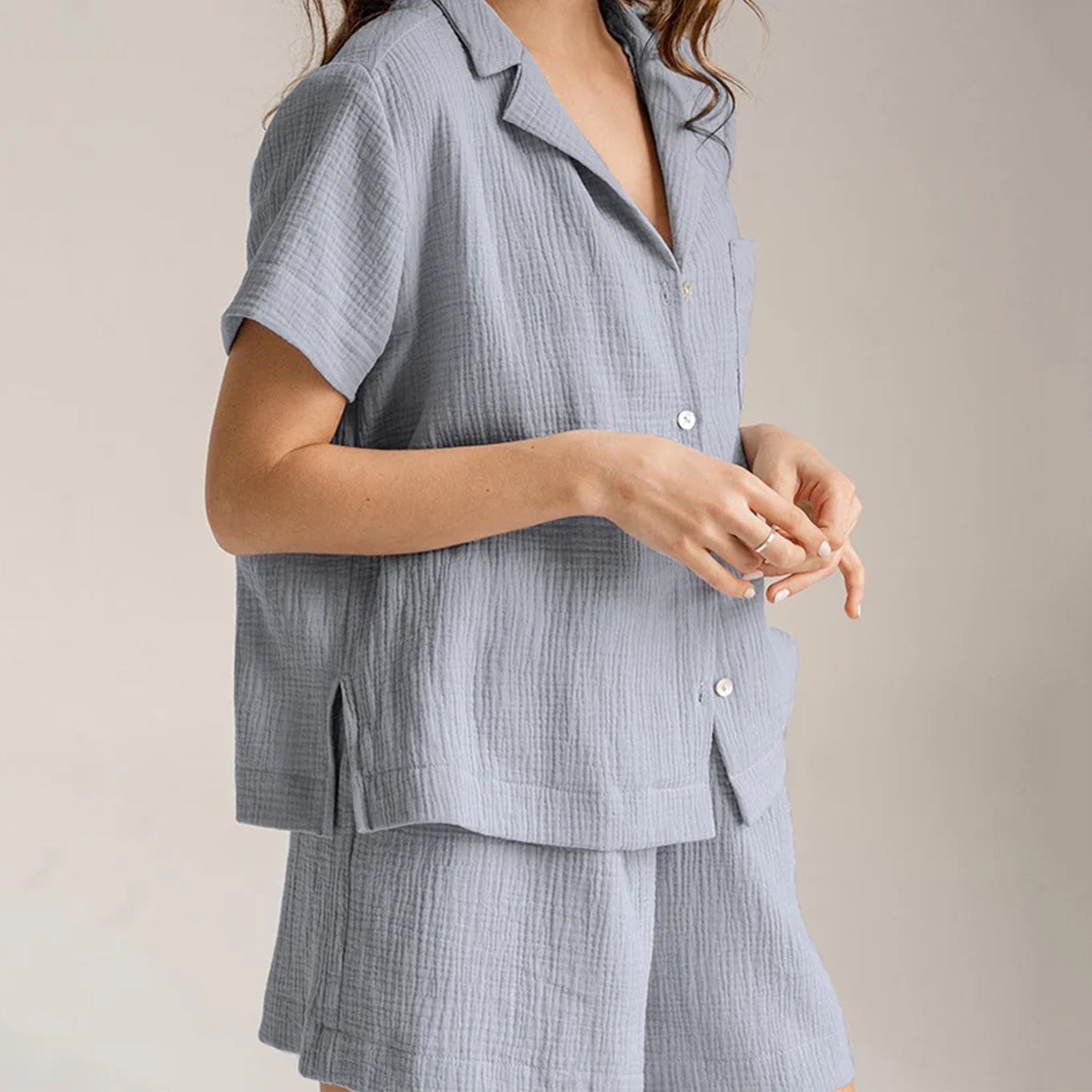 Short Pajama Set   Muslin Pajama Set  Embroidered  Pajama set  Bridesmaids Party PJs Bridesmaid Pajamas