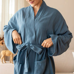 Oversized muslin cotton  Bridals party robe  Bridesmaid robes Bath robe Muslin robes Blue robes  Pocket robe