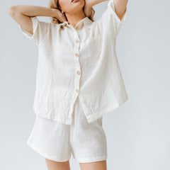 Holiday Pajamas Wedding Bridesmaid Floral Pajama Set Shirt and Shorts Set Pajamas Muslin Pyjamas Shirt and Shorts Set