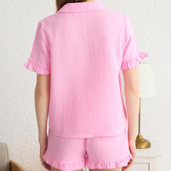 Customized PJS  Embroidery  PJS  Payjama's  Ruffle PJS set  Muslin Pajama Set Bridal Party Pajamas