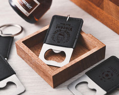 Custom Groomsmen Engraved Leather Keychain Bottle Opener
