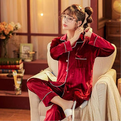 Long Velvet Pajamas  Velvet Suit Women  Winter Women Pajamas  Christmas Gift Bridal Party gift Bridesmaid Gift
