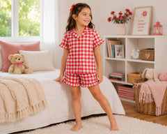 Kids Ruffle Gingham Short Pajamas – Wedding Favourite