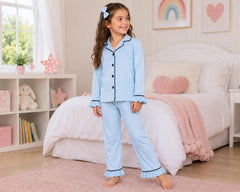 Kids Ruffle Cotton Long Pajamas – Wedding Favourite