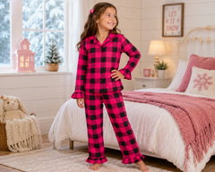 Kids Ruffle Flannel Long Pajamas – Wedding Favourite