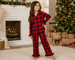 Kids Ruffle Flannel Long Pajamas – Wedding Favourite