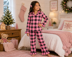 Kids Ruffle Flannel Long Pajamas – Wedding Favourite