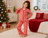 Kids Gingham Ruffle Long Pajamas – Wedding Favourite