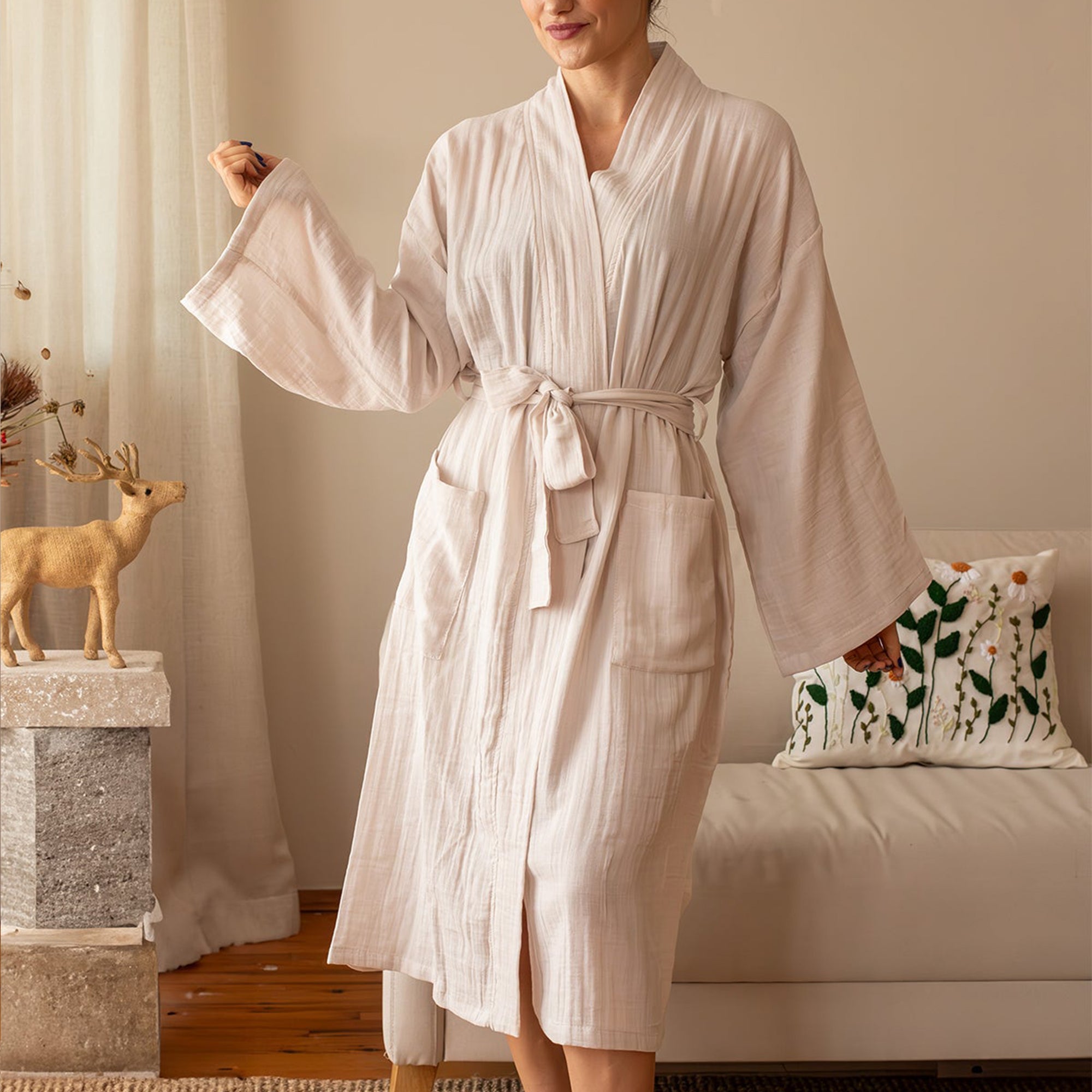 Muslin Cotton Bathrobe Muslin robe Bridal robe Bridals party robes  Bridesmaids robes  Pocket robe