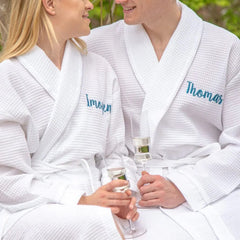Customized Waffle Bathrobes  Custom Logo Robes  Lightweight Waffle Robe Monogram Embroidery Robe Matching Robes