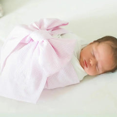 Infant Baby Seersucker Bow Personalized Newborn Sash Usa