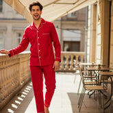 Men’s Cotton Long Pajama Set Comfortable Classic Sleepwear