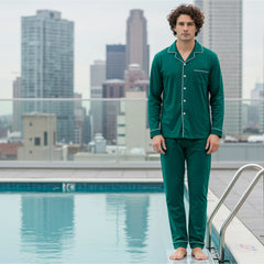 Men’s Cotton Long Pajama Set Comfortable Classic Sleepwear