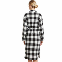 black-white-checkered-women-plaid-bathrobe-back