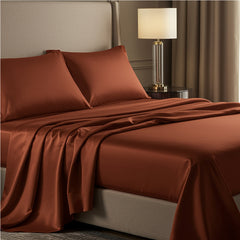 Soft lavender mist satin bedding set with a high-shine surface and matching pillowcases