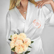 Satin Embroidered Robes for Bride and Bridesmaid