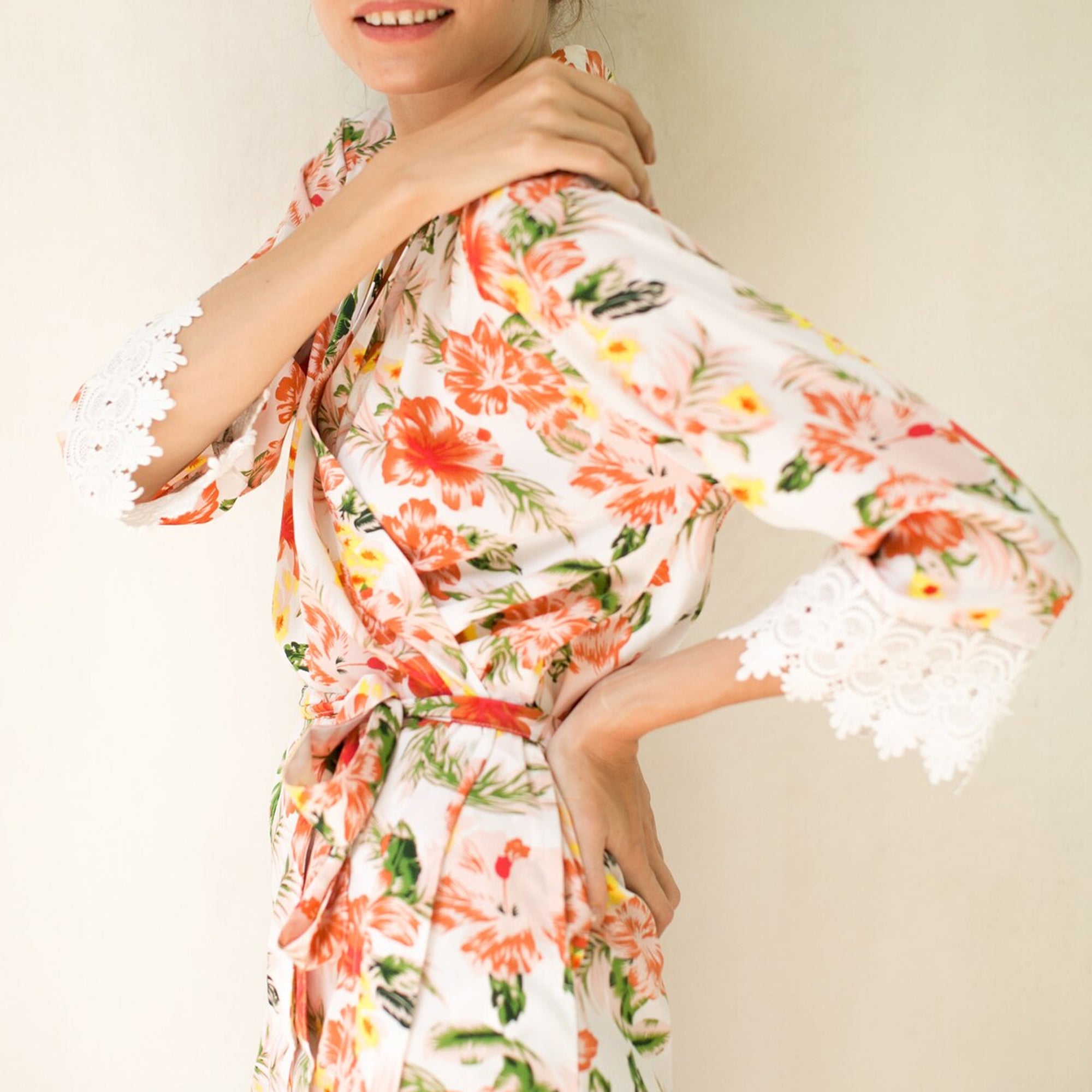 Personalized Floral Satin Robe