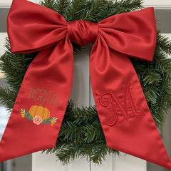 Elegant Thanksgiving Wreath Sash – Personalized Pumpkin Door Sash