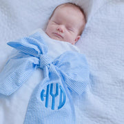 Newborn Monogramed Baby Bow Sash