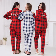 Embroidered Flannel Full Pajama set