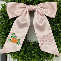 Elegant Thanksgiving Wreath Sash – Personalized Pumpkin Door Sash