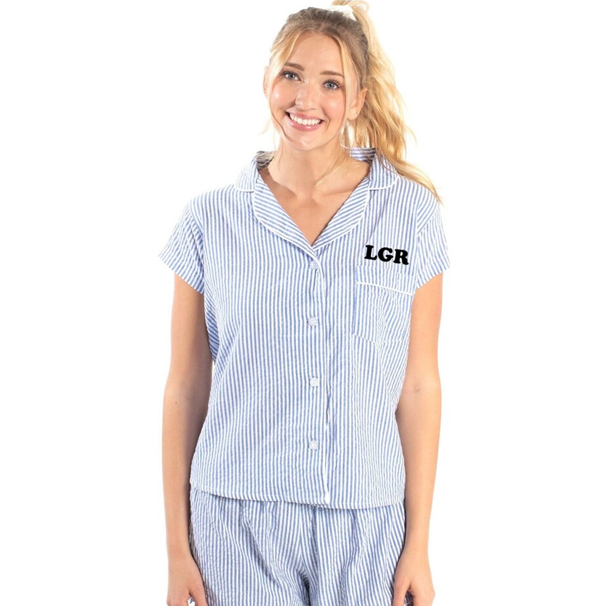 Personalized Seersucker Bridal Pajama Set for wedding