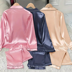 Personalized Satin Long Pajama Set for Bride or Bridesmaid.