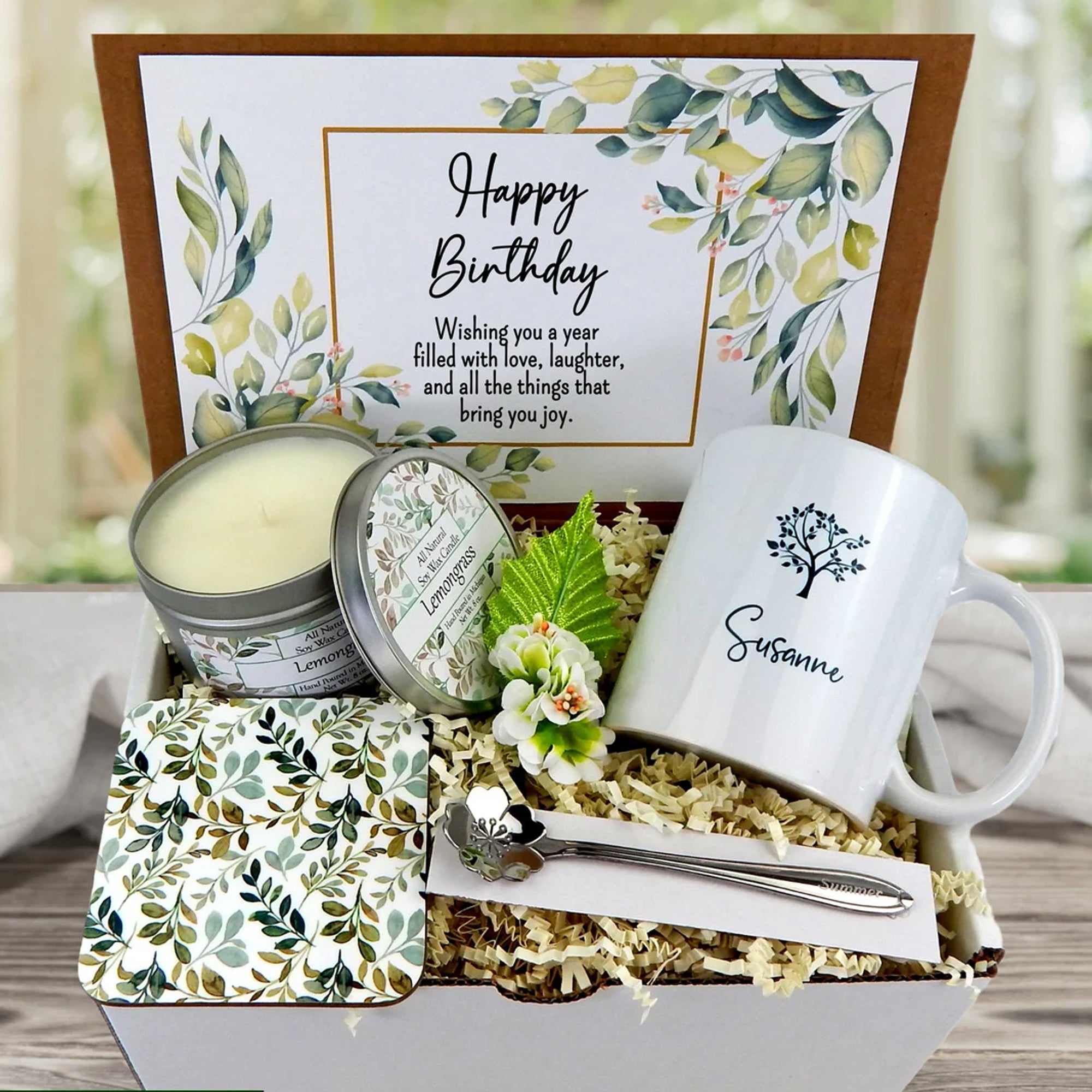 Birthday Gift Basket with Mug Scented Candle Gift Set