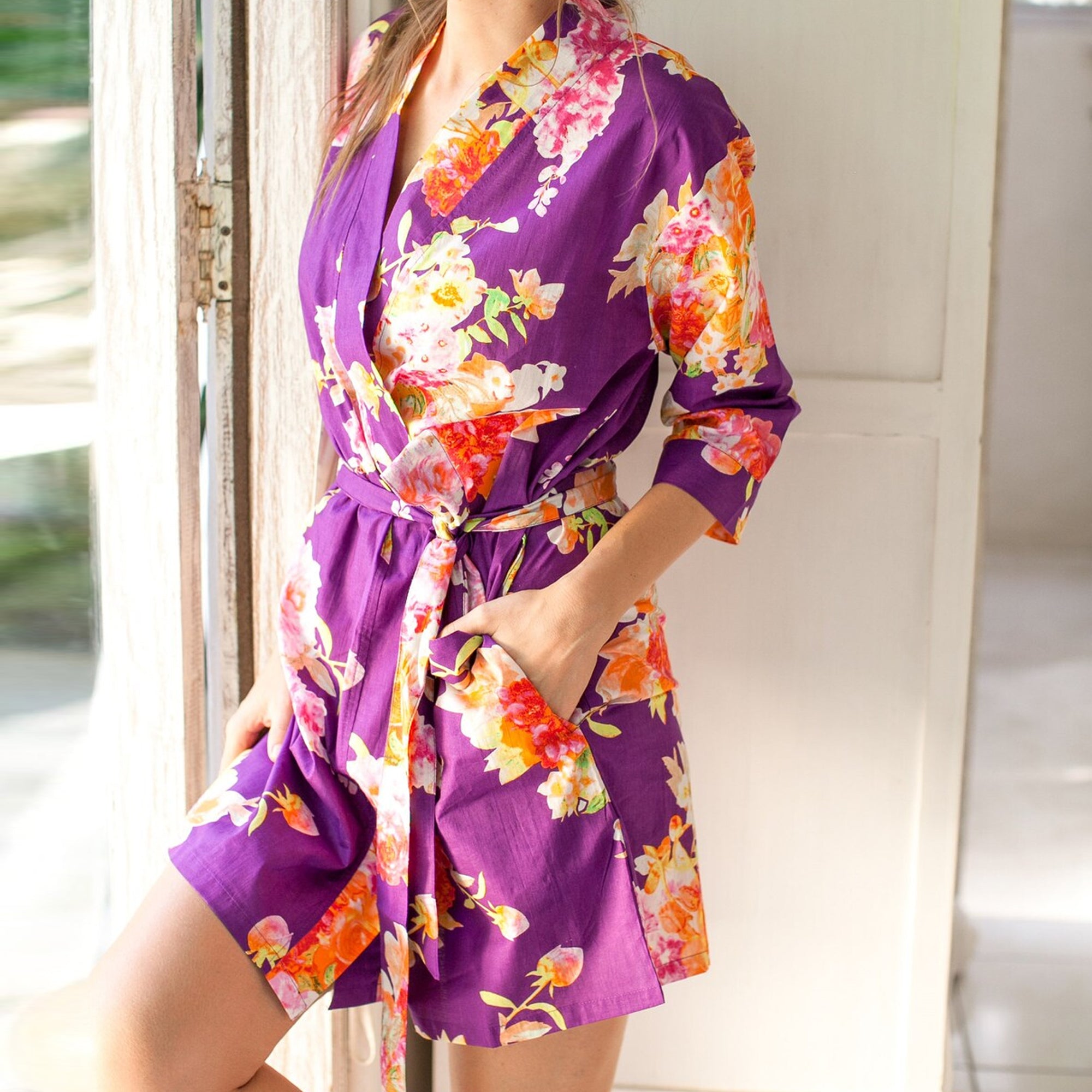 bridesmaid robe bridal robe wedding robe floral robe satin robe