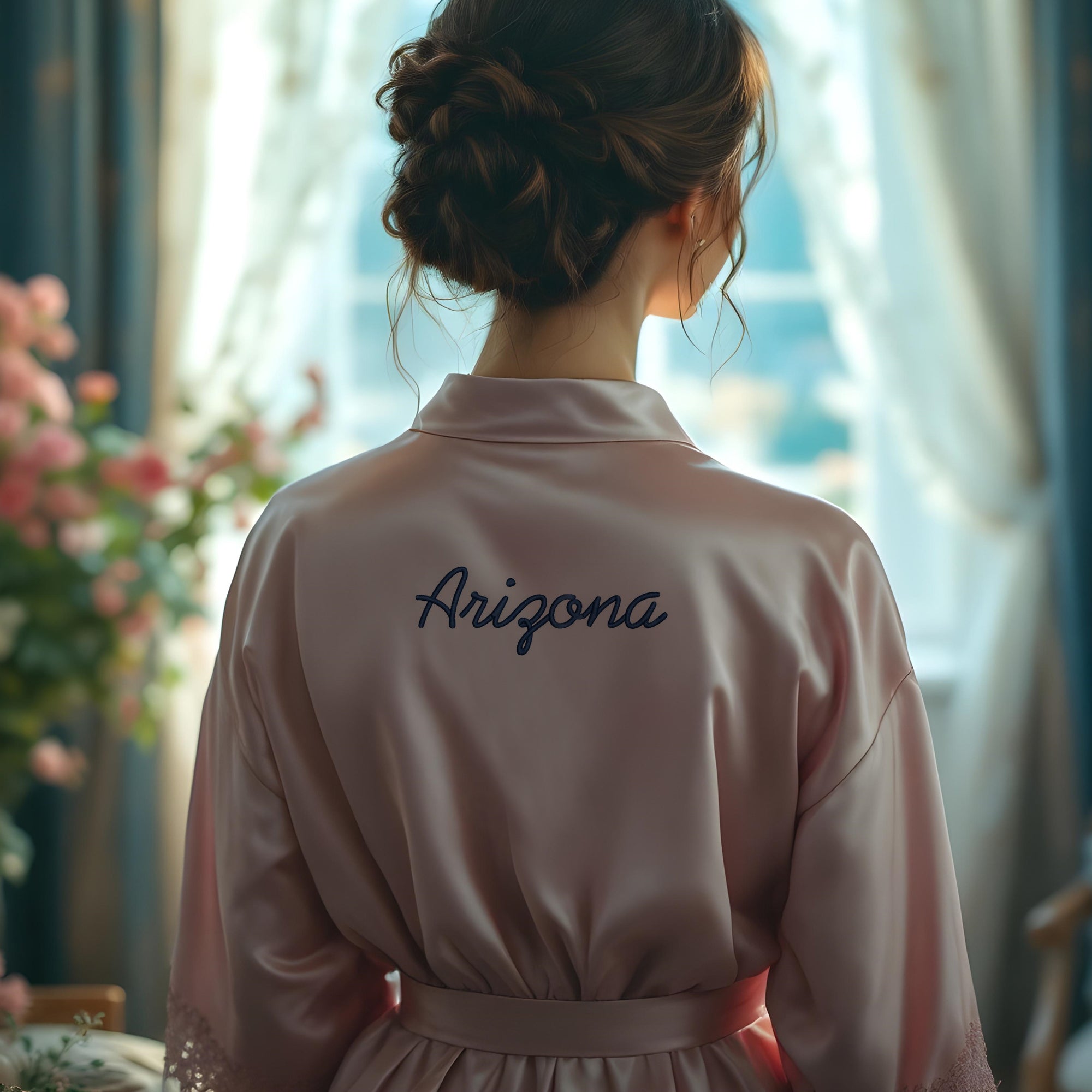 Customized Satin Robe Embroidery Robe Usa