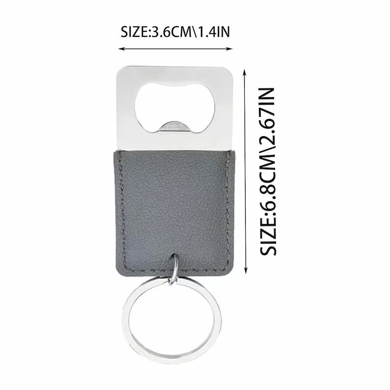 Custom Groomsmen Engraved Leather Keychain Bottle Opener