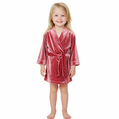pink velvet kids robe