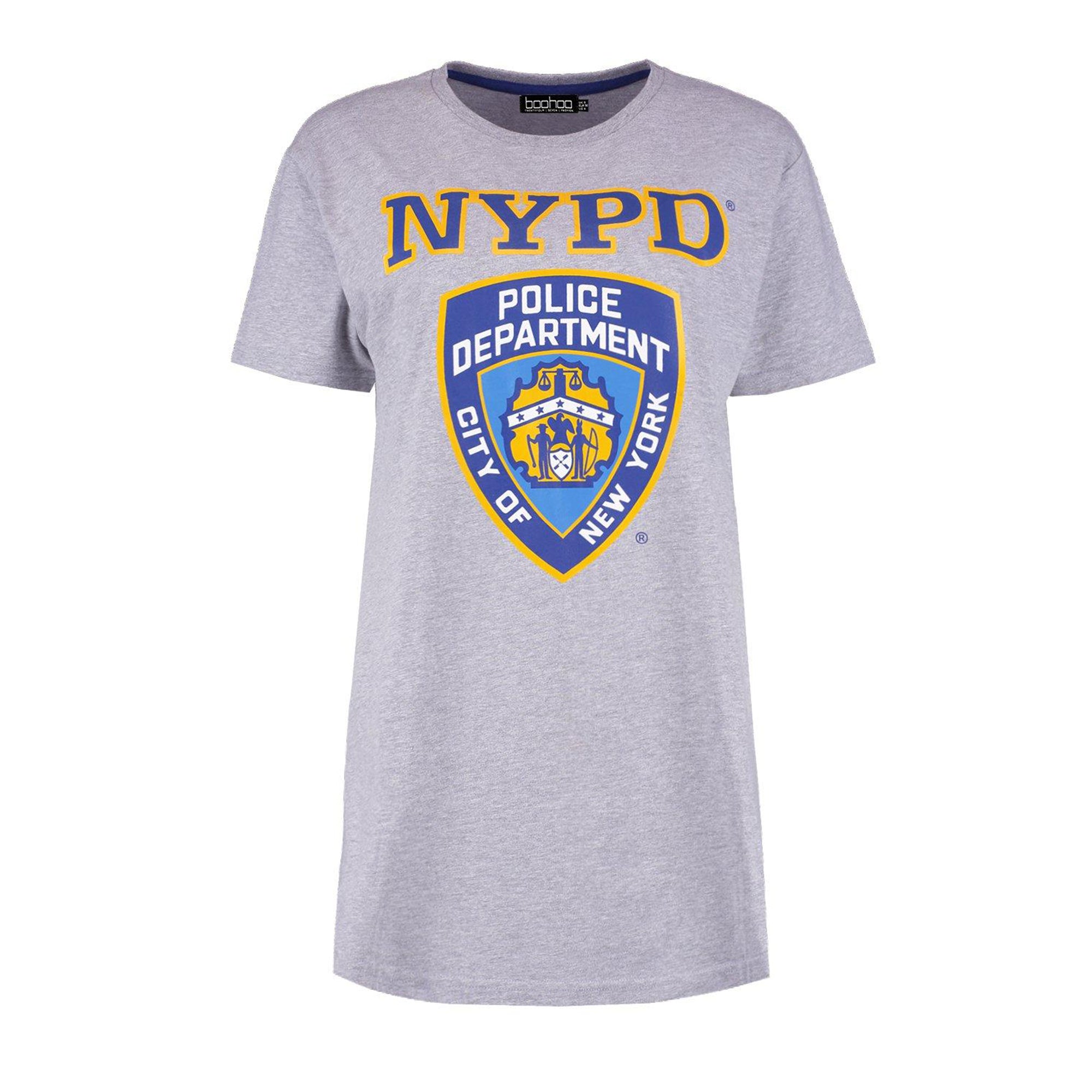 Gray long t-shirt with NYPD logo 