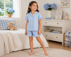 Kids Ruffle Gingham Short Pajamas – Wedding Favourite