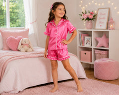 Kids Ruffle Satin Short Pajamas – Wedding Favourite