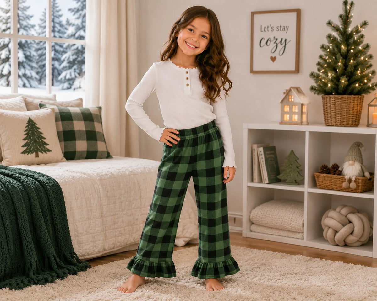 Kids Flannel Ruffle Pants – Wedding Favourite