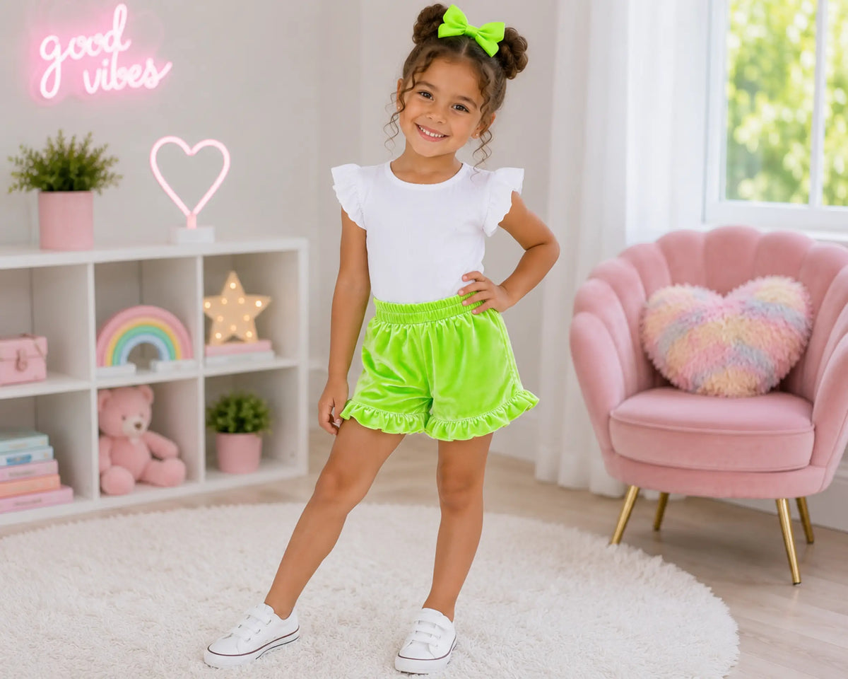 Kids Ruffle Velvet Shorts – Wedding Favourite