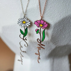 Customized Birth Flower Necklace Usa