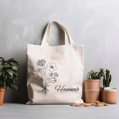 Custom Birth Flower Tote bag  Floral Tote bag Bridal Party Tote Bags Custom Canvas Tote Bag Bridesmaid Gifts Bridal Shower Gifts