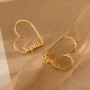 Gold Heart Earrings Personalized Earring Gift For Her Usa