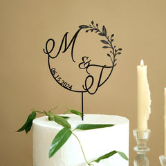 cake topper with customized names and dates