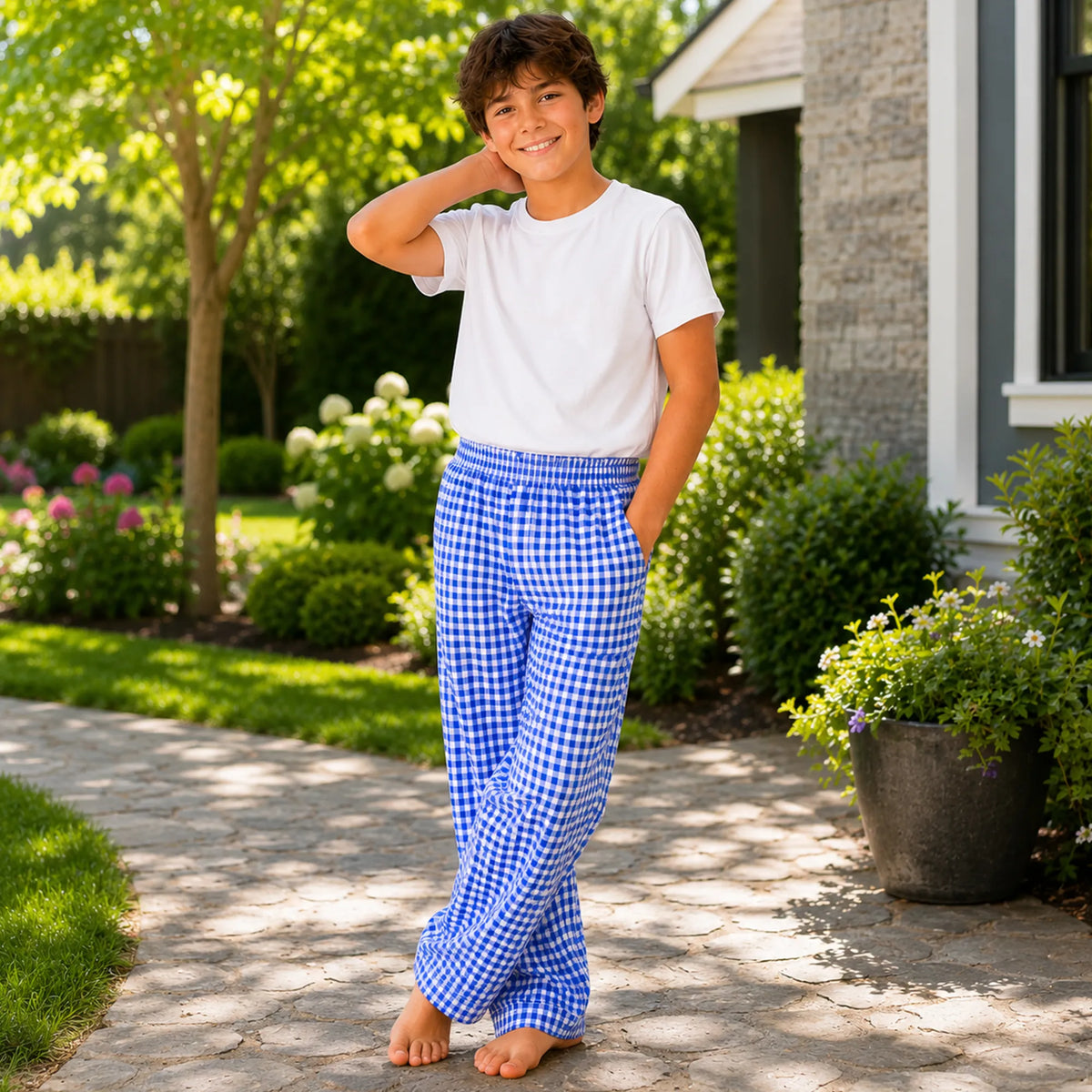 Kids Gingham Long Pant