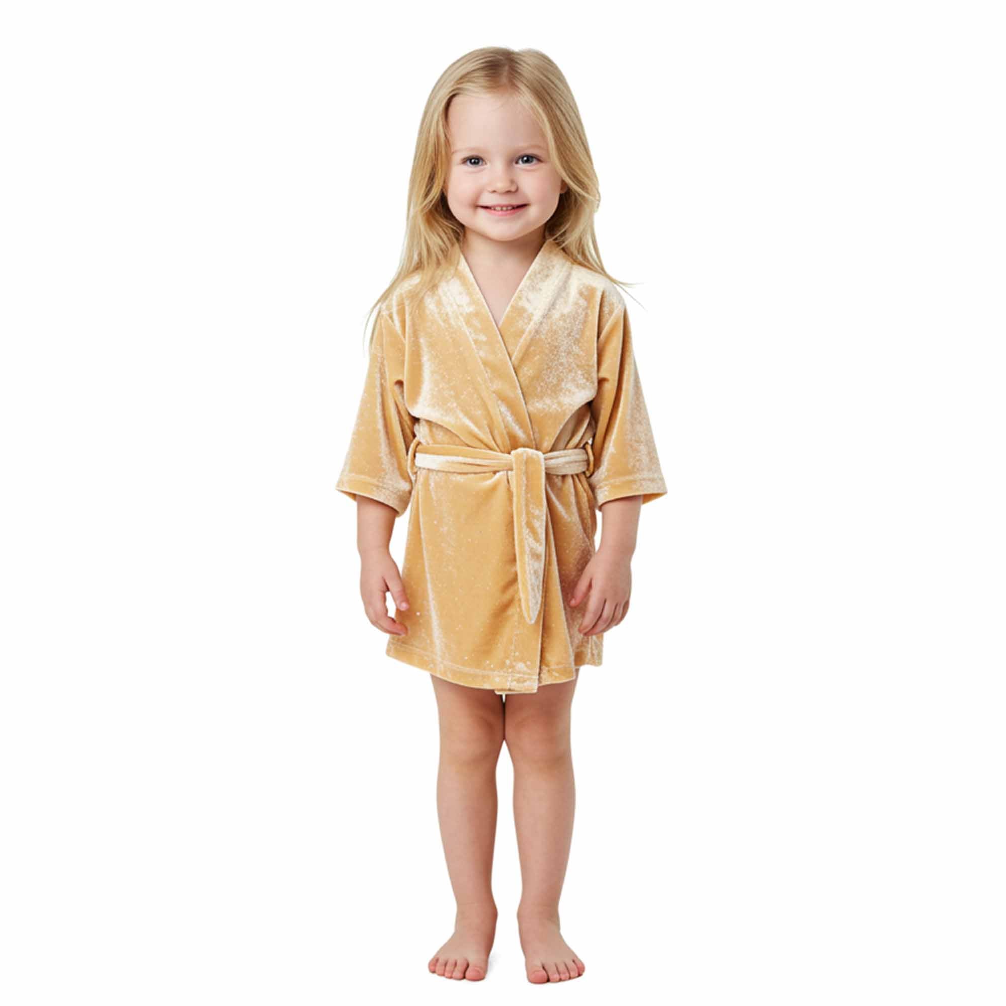 soft gold velvet robe with a waist tie