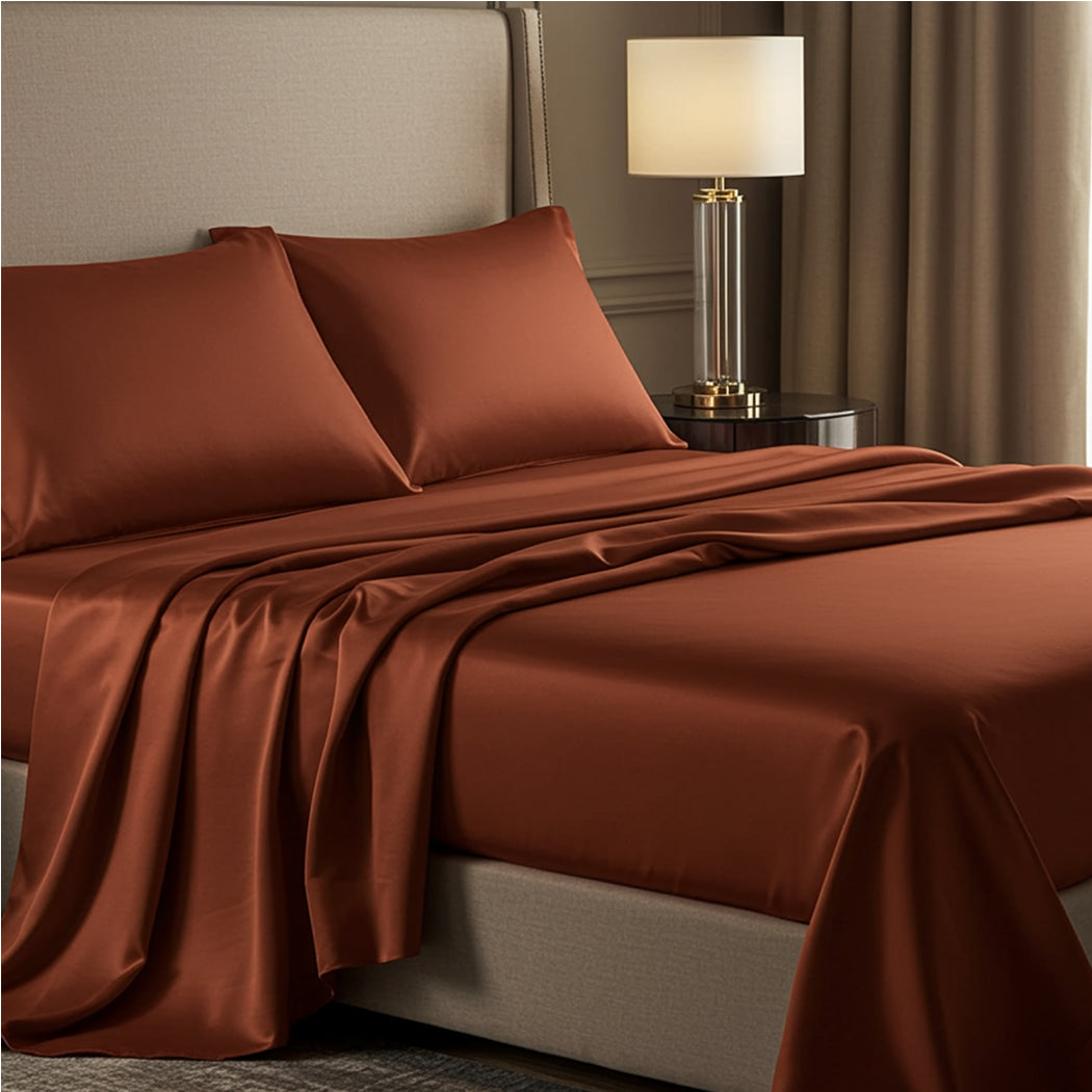 Soft lavender mist satin bedding set with a high-shine surface and matching pillowcases